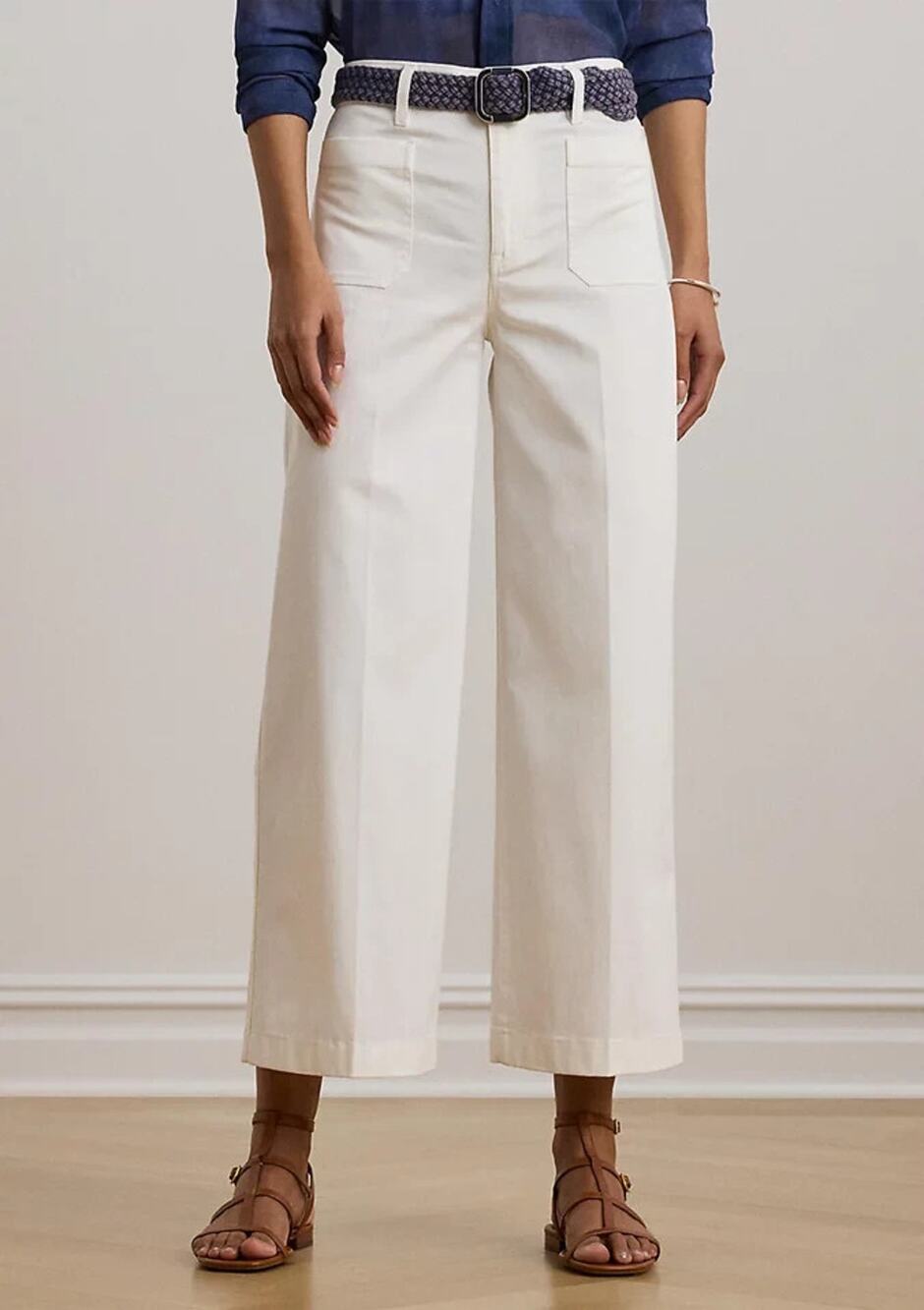 Lauren Ralph Lauren Stretch Chino Wide Leg Cropped Pants White Size 16W 4044